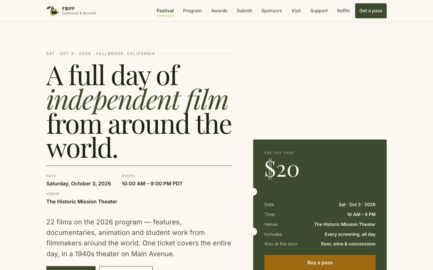 Fallbrook / Bonsall International Film Festival website
