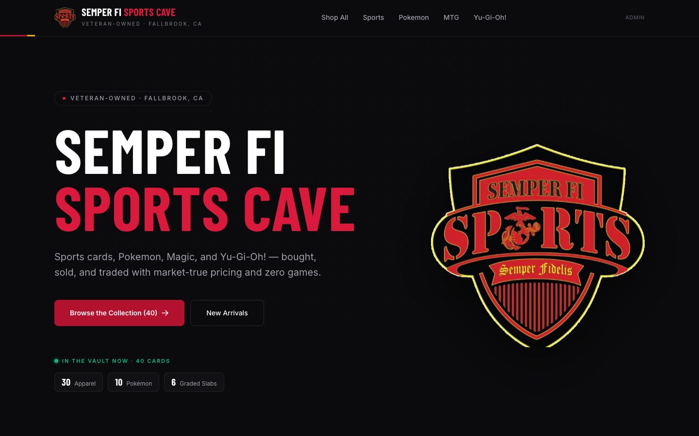 Semper Fi Sports Cave website